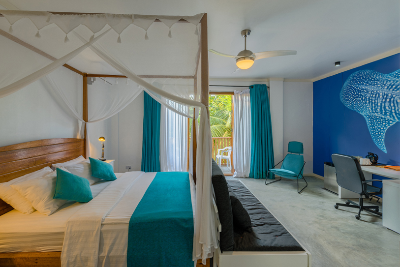 Boutique Beach Maldives Deluxe Double with Four poster Bed