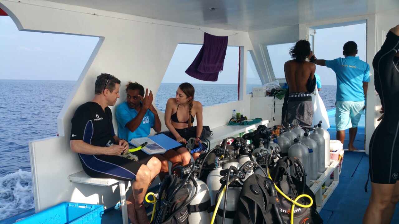 Boutique Beach Maldives Guests onboard the Dive Board